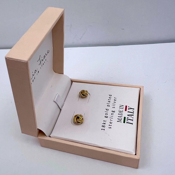 MÍA FIORE, KNOTT STUD EARRINGS, STERLING SILVER & 18KT GOLD PLAYED EARRINGS - Picture 2 of 14